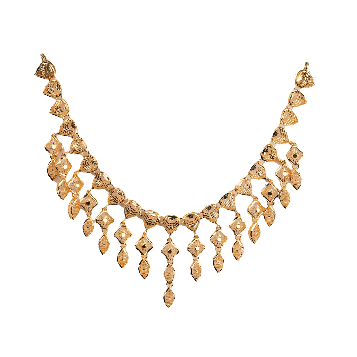 Golden Cascade Temple Necklace in Antique Finish