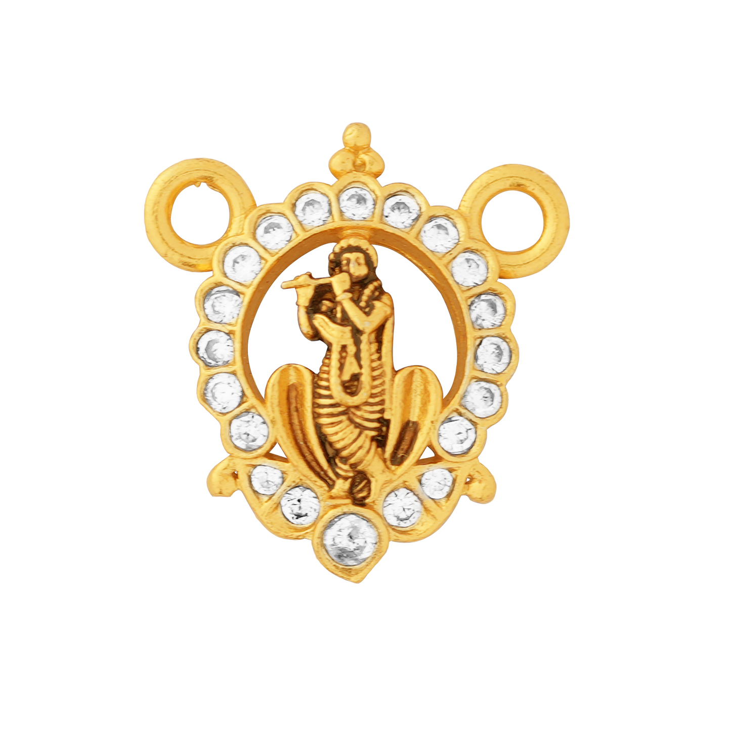Divine Lord Krishna Gold Pendant with Sparkling Stone Embellishments