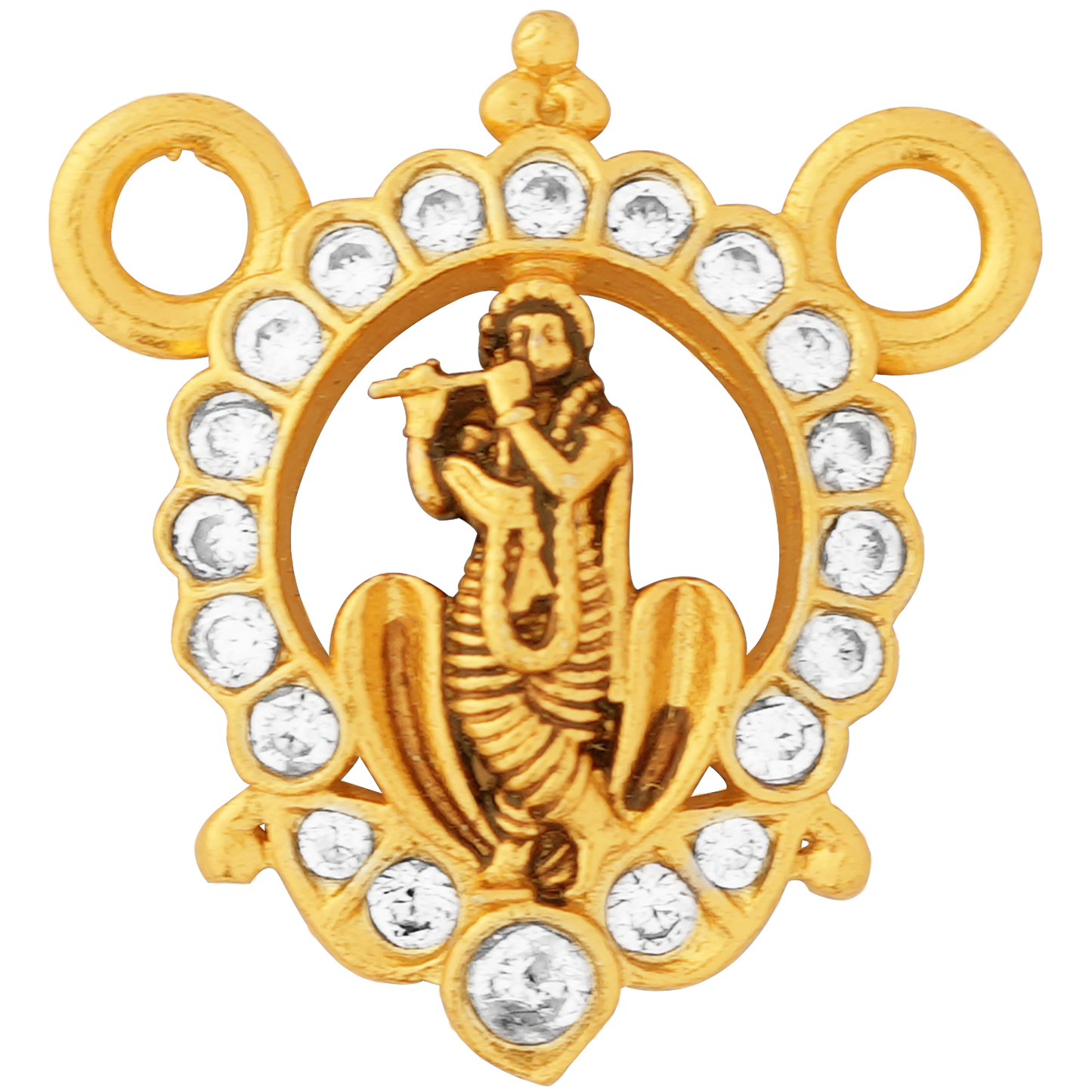 Divine Lord Krishna Gold Pendant with Sparkling Stone Embellishments