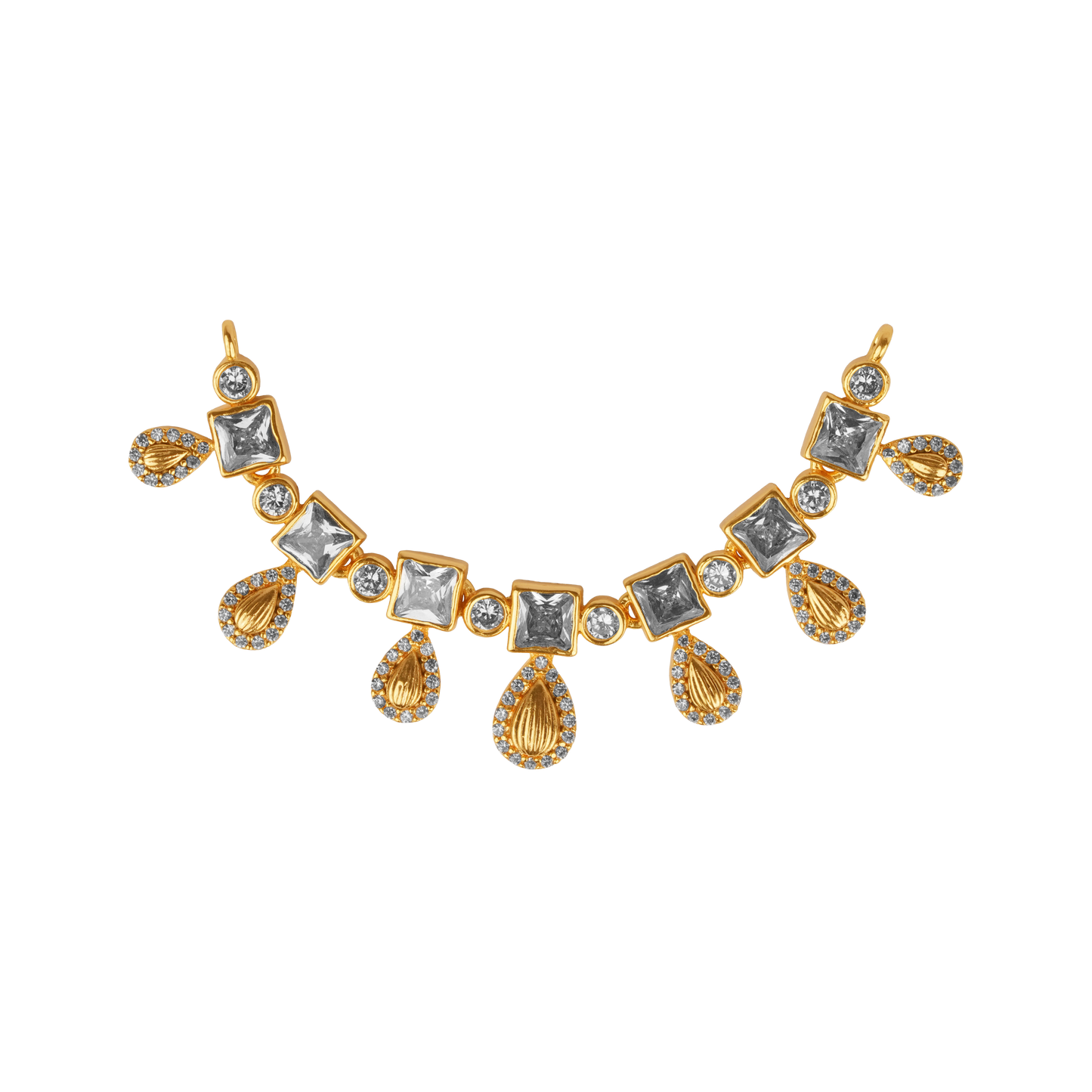 Golden Drape SquareCut Crystal & Teardrop Dangler Pendant