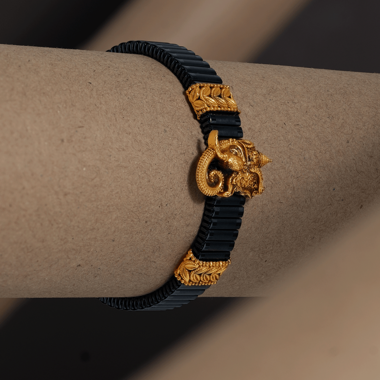 Divine Wisdom Kada with Antique Gold Ganesha Motif