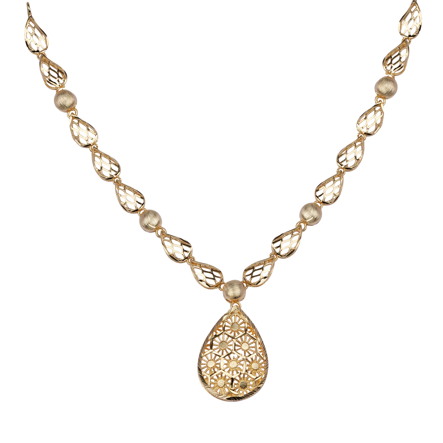 Golden Lattice Blossom Necklace
