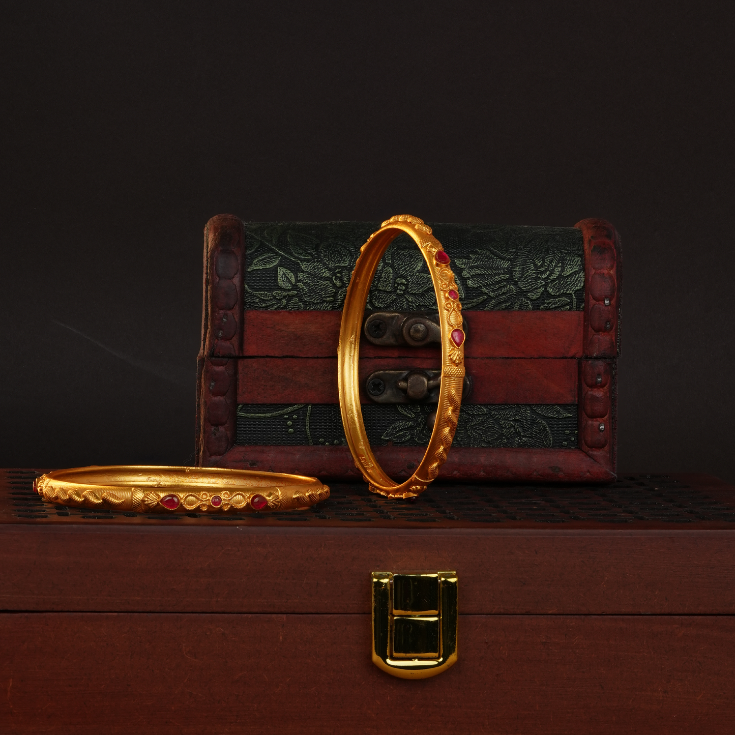 Ruby Embrace Gold Bangle