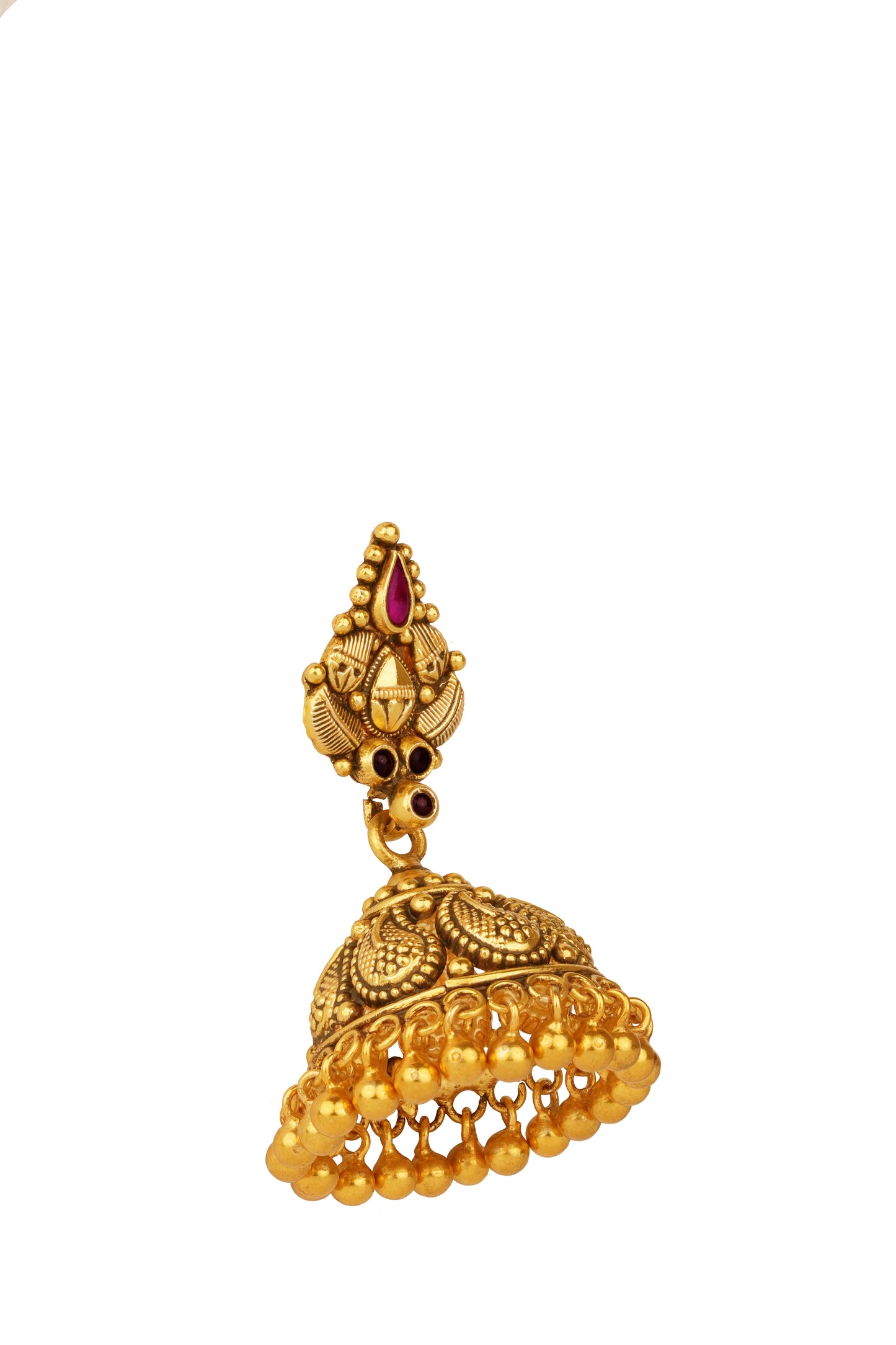 Victor Antique Temple Jhumka with Ruby Gem