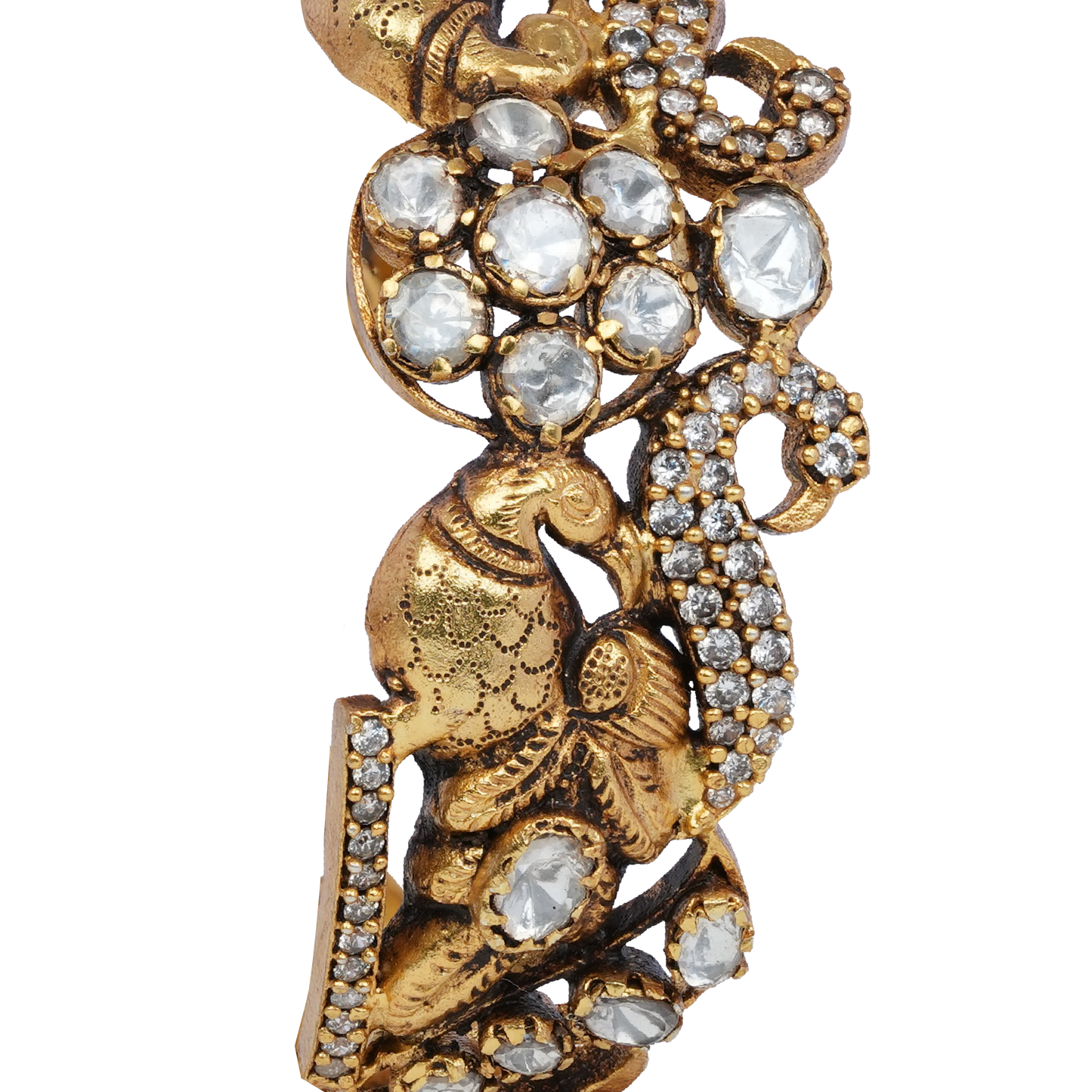 Indira Elephant Motif Bangle with Floral Kundan Crown