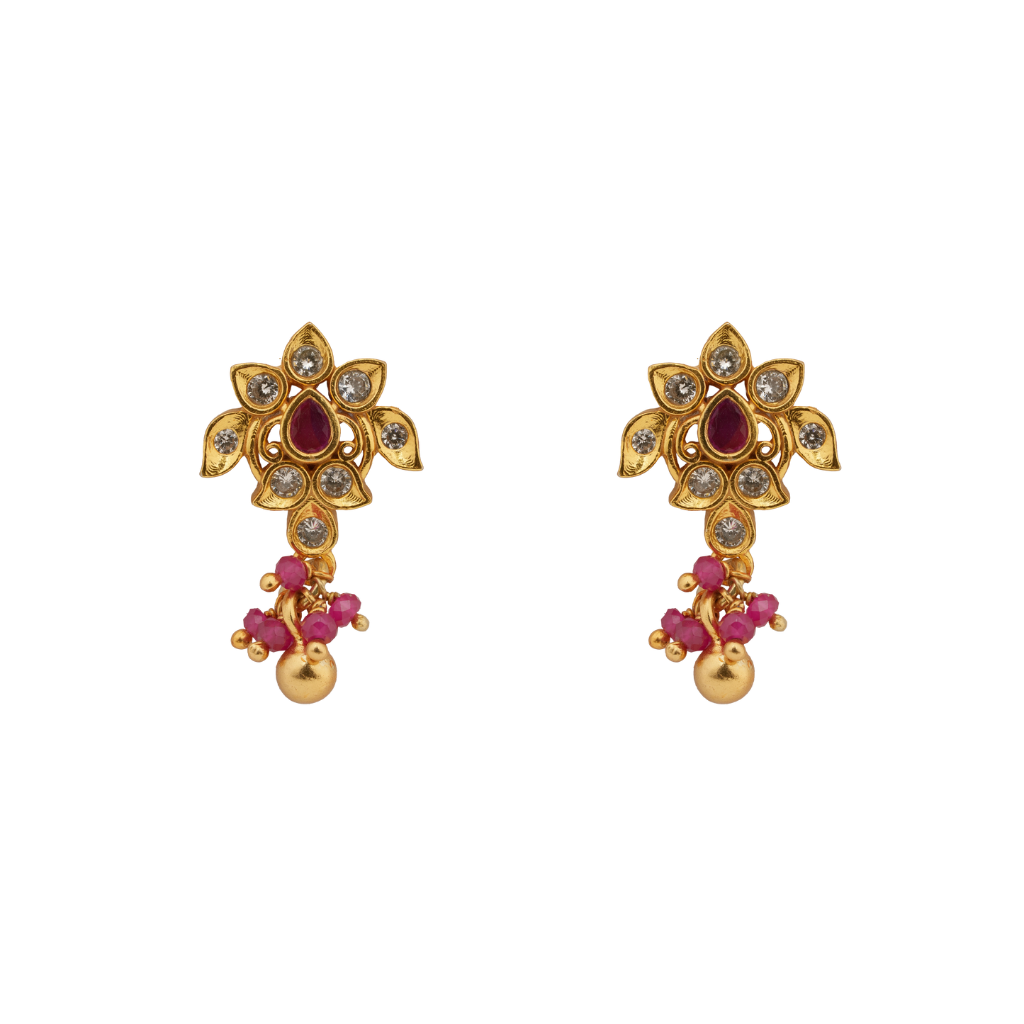 Lotus Radiance Ruby Drop Earring