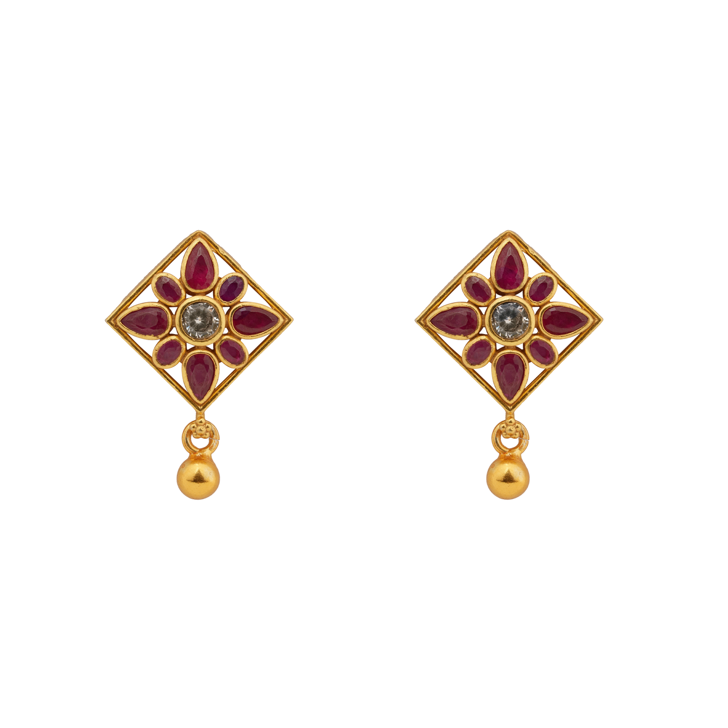 Ruby Blossom Kite Earrings