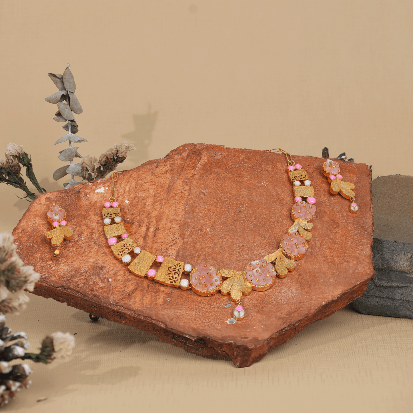 Rosé Mosaic Charm Necklace