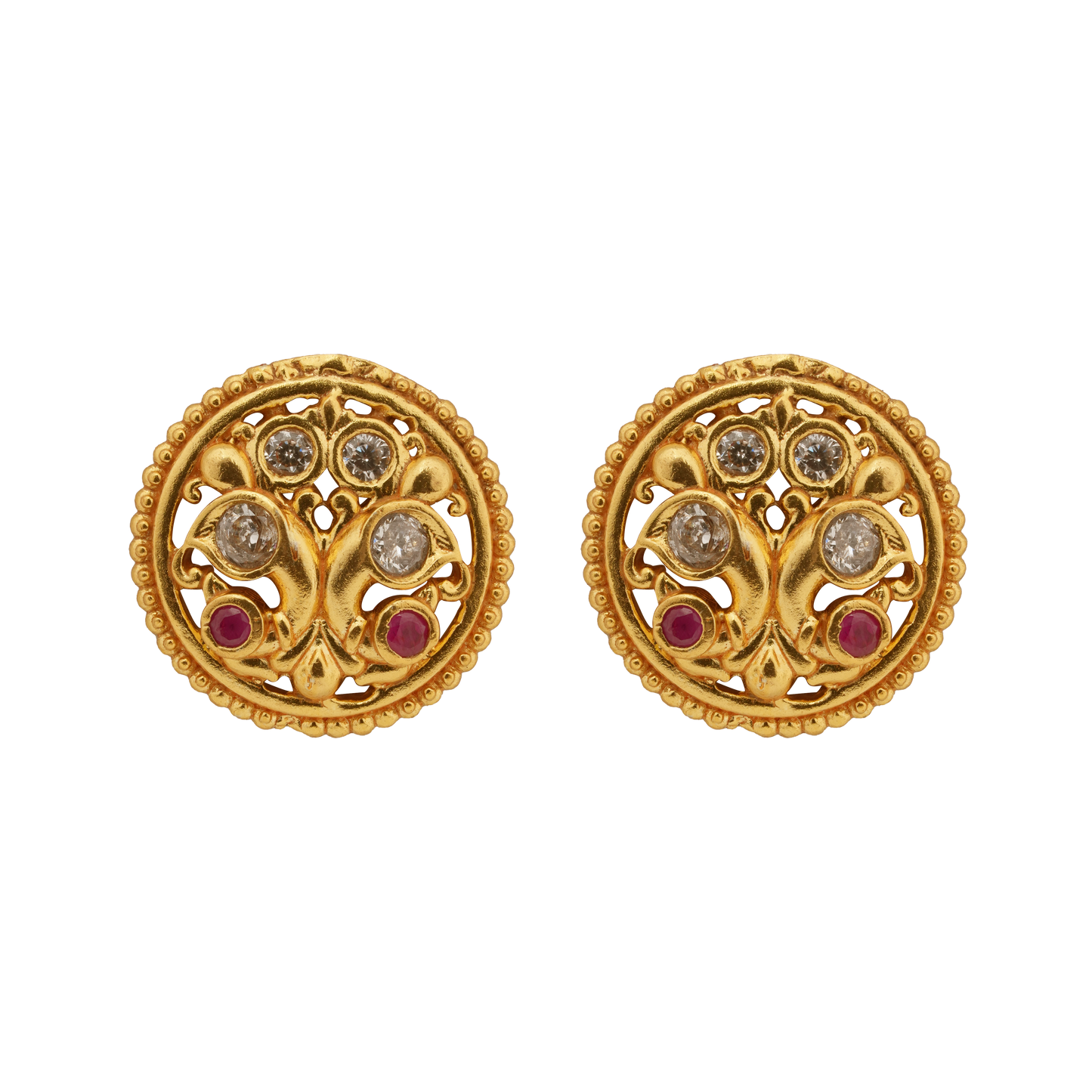 Twin Peacock Antique Studs