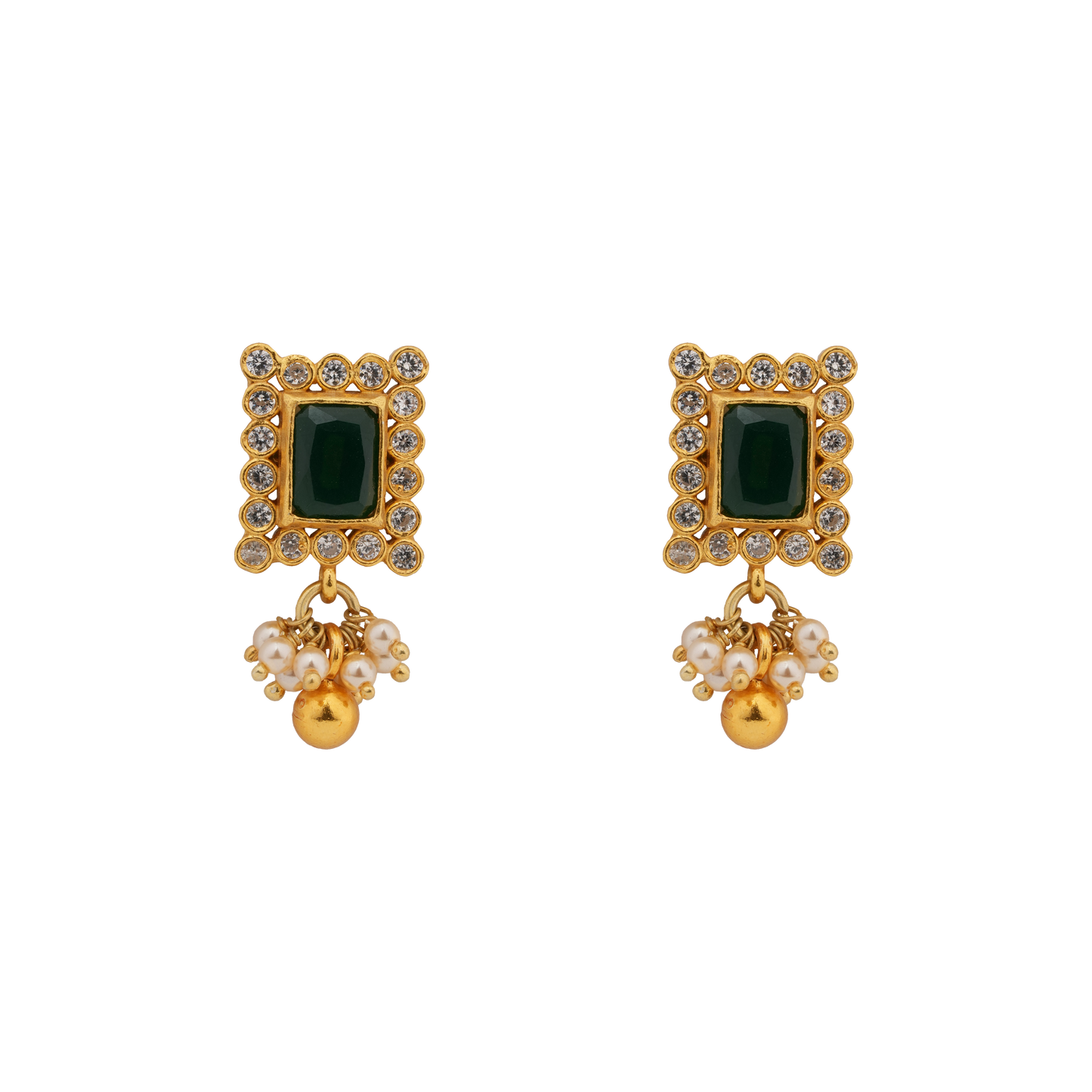 Emerald Gaze Rectangle Stud