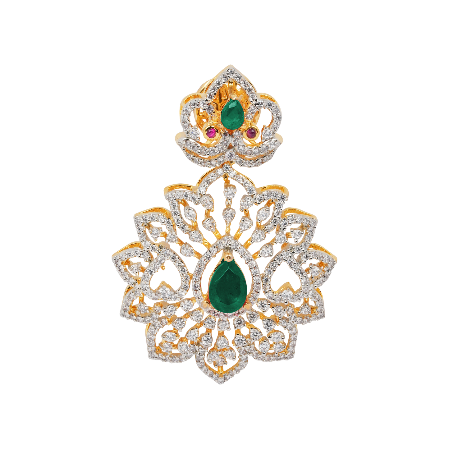 Royal Blossom: Emerald & Diamond Studded Floral Heritage Earring