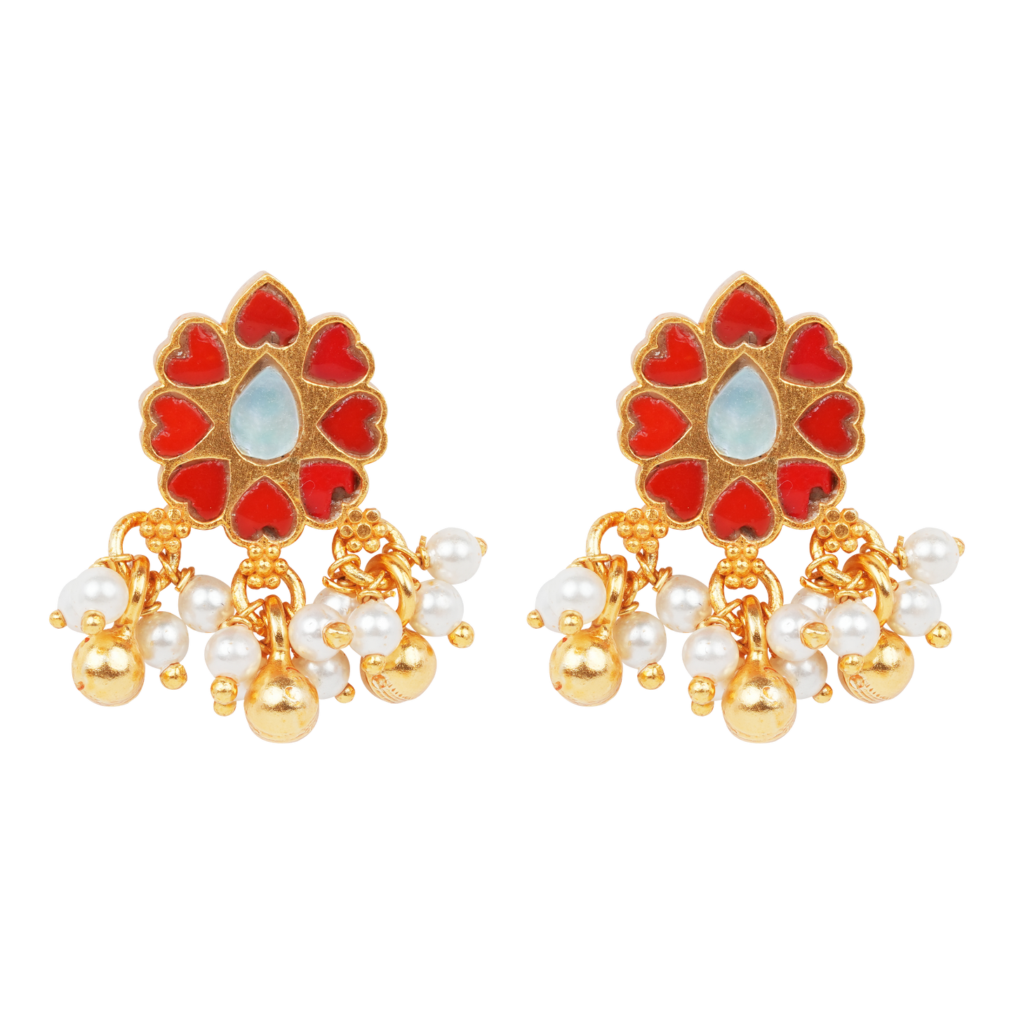 Kumud Blossom Earrings with Pearl Jhumkis