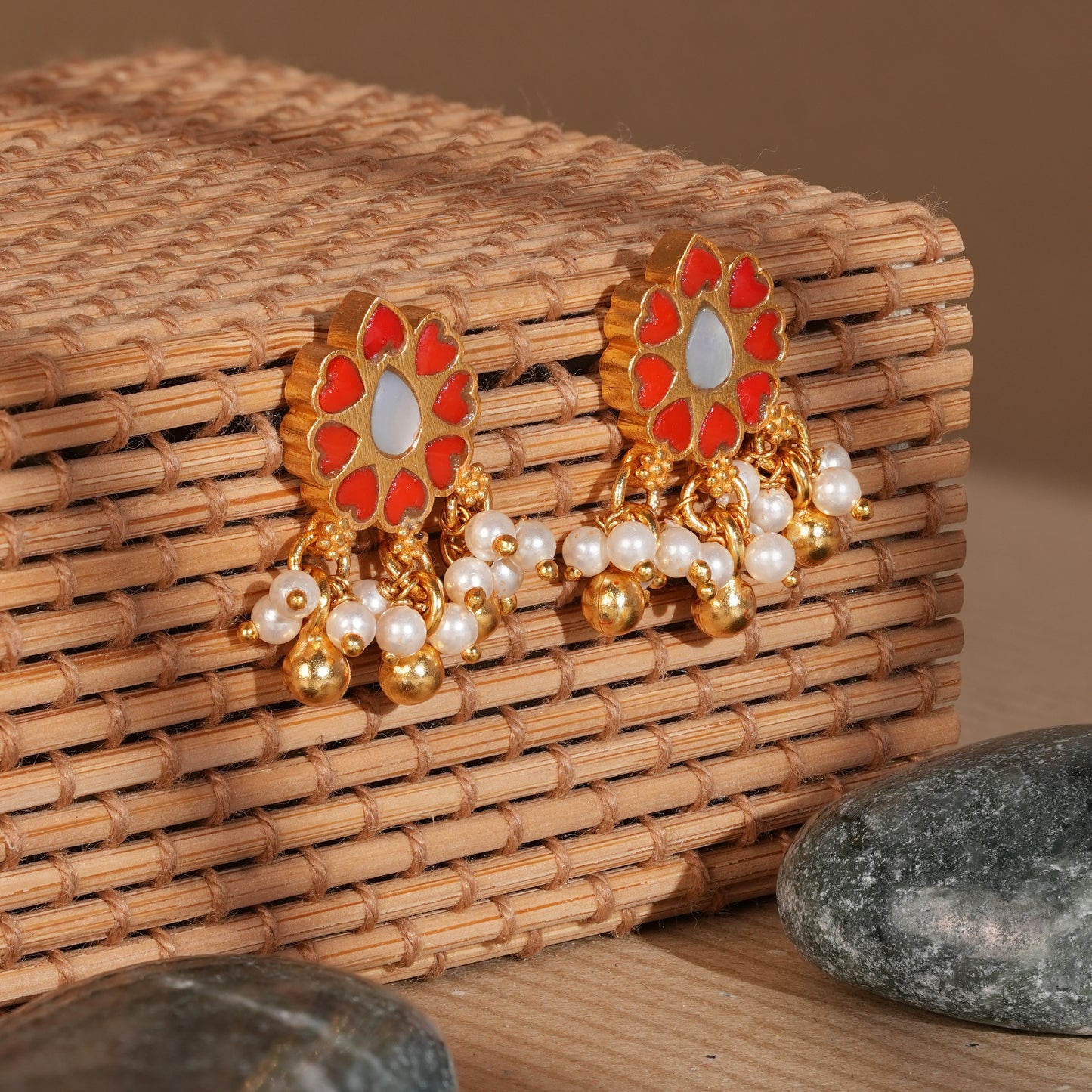 Kumud Blossom Earrings with Pearl Jhumkis