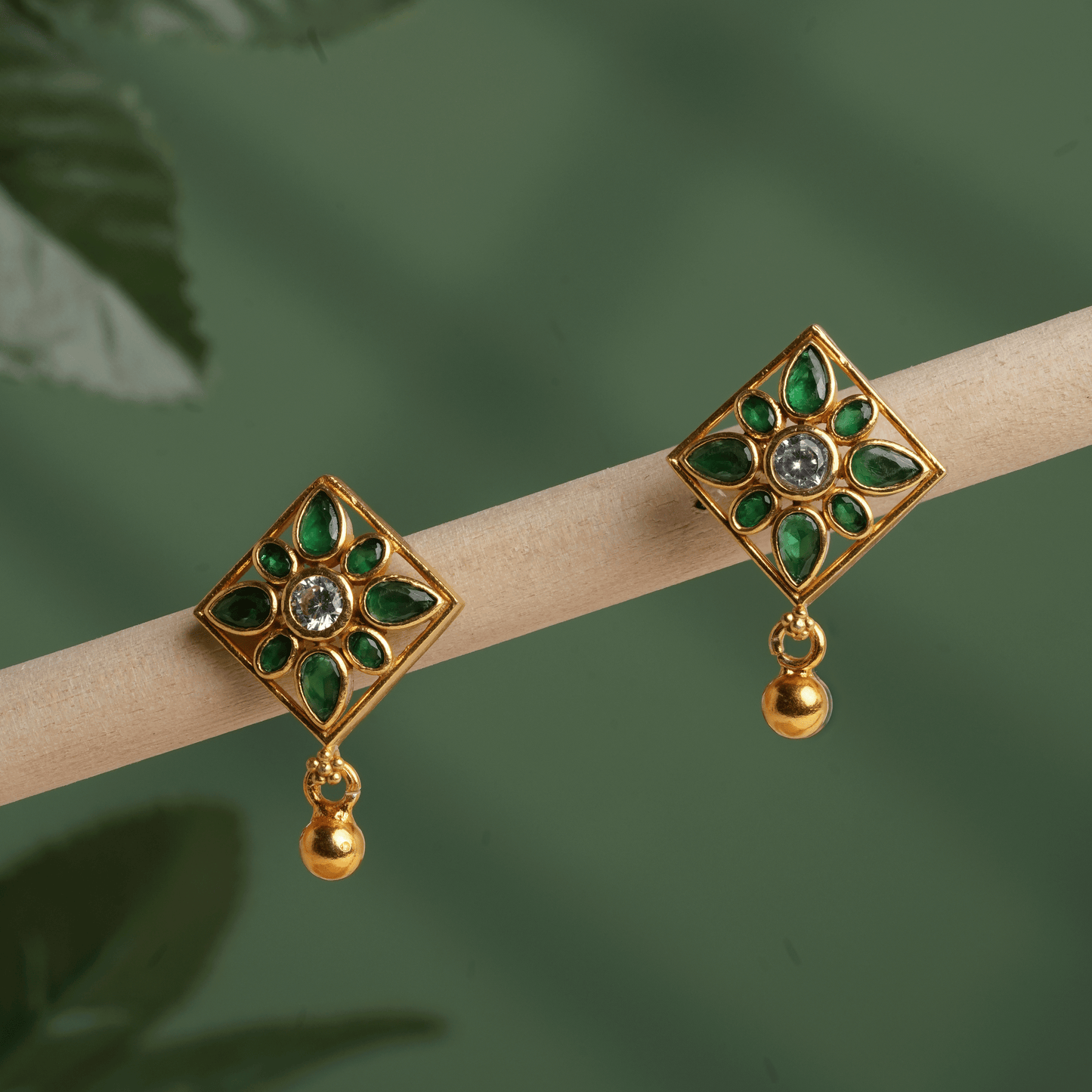 Emerald Blossom Kite Earrings