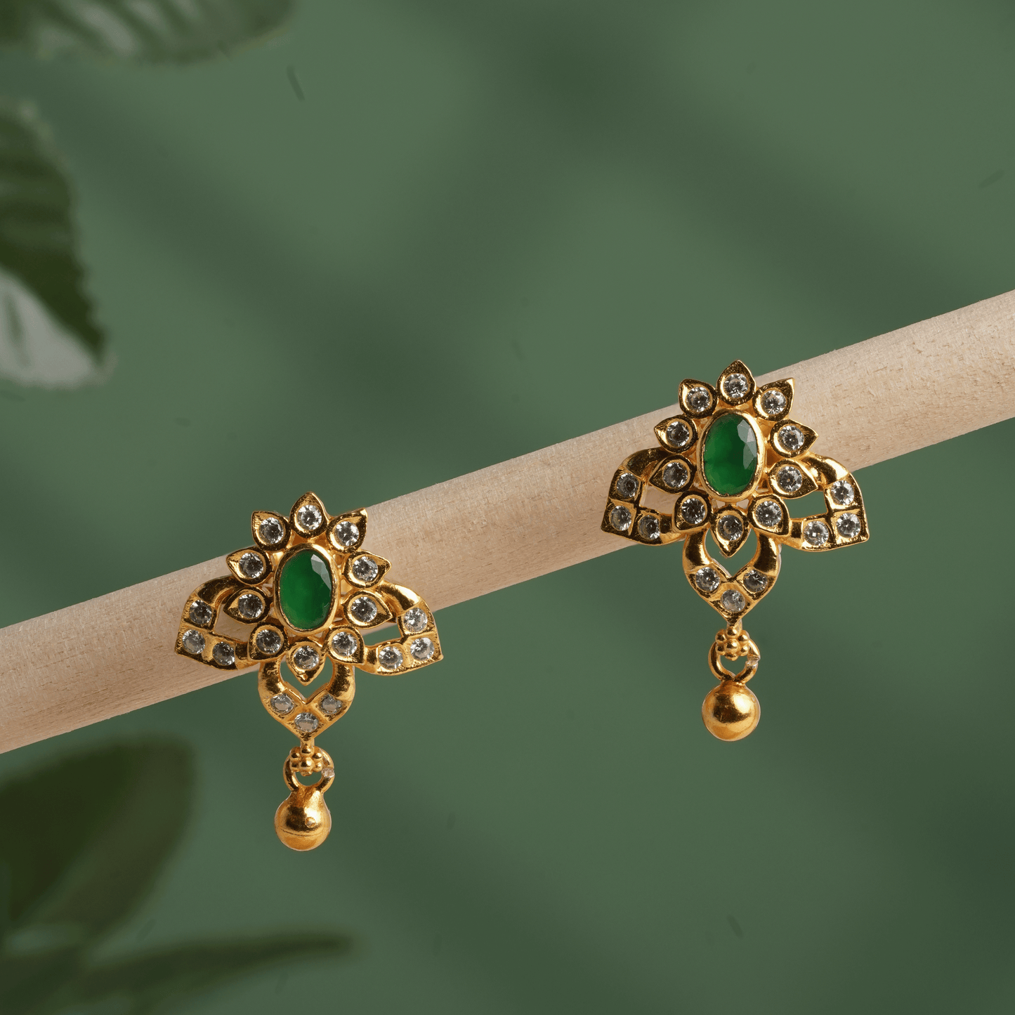Emerald Bloom Antique Drop Studs