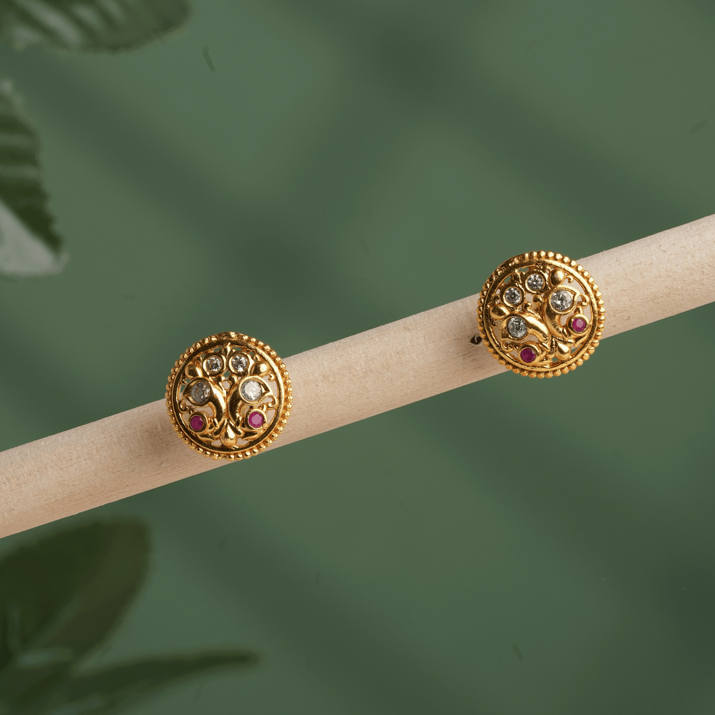 Twin Peacock Antique Studs