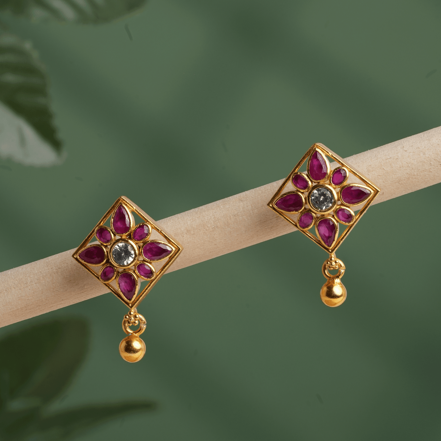 Ruby Blossom Kite Earrings