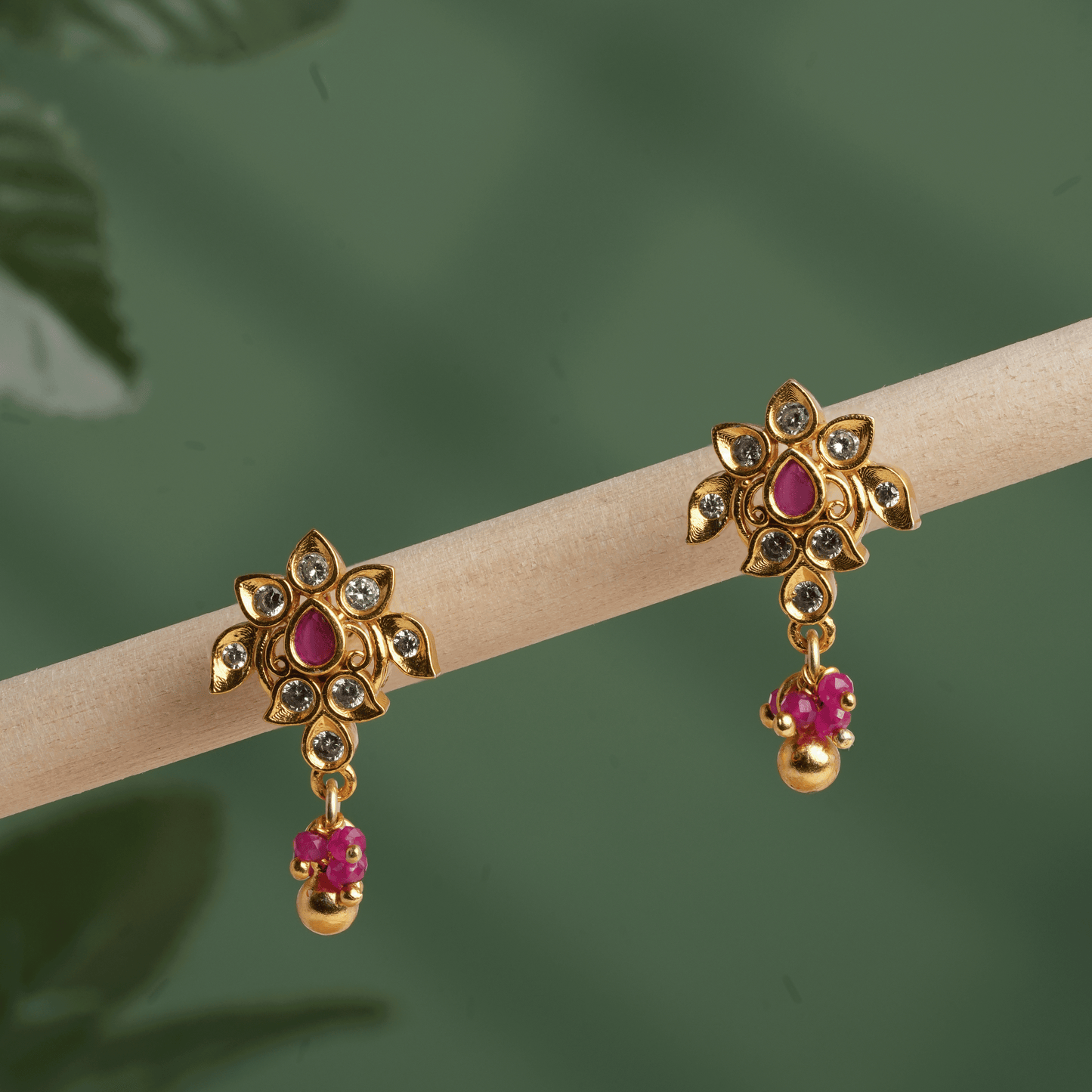 Lotus Radiance Ruby Drop Earring