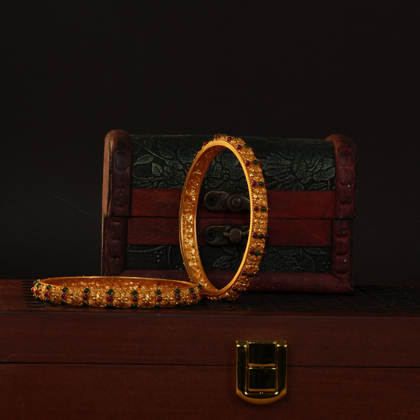 Royal Ruby and Emerald Heritage Bangle
