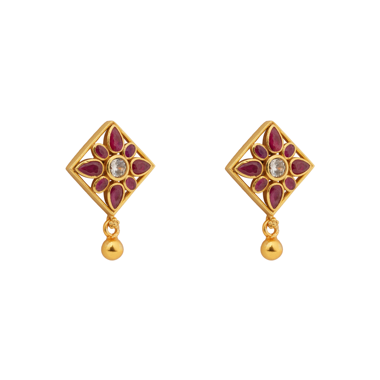 Ruby Blossom Kite Earrings