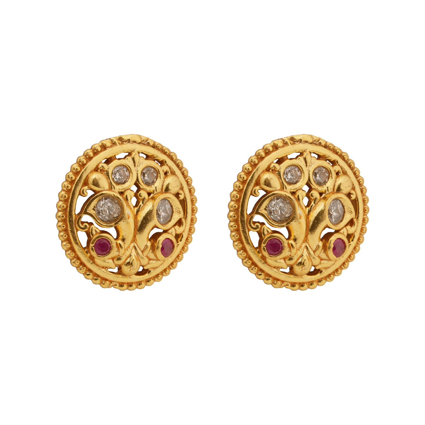 Twin Peacock Antique Studs