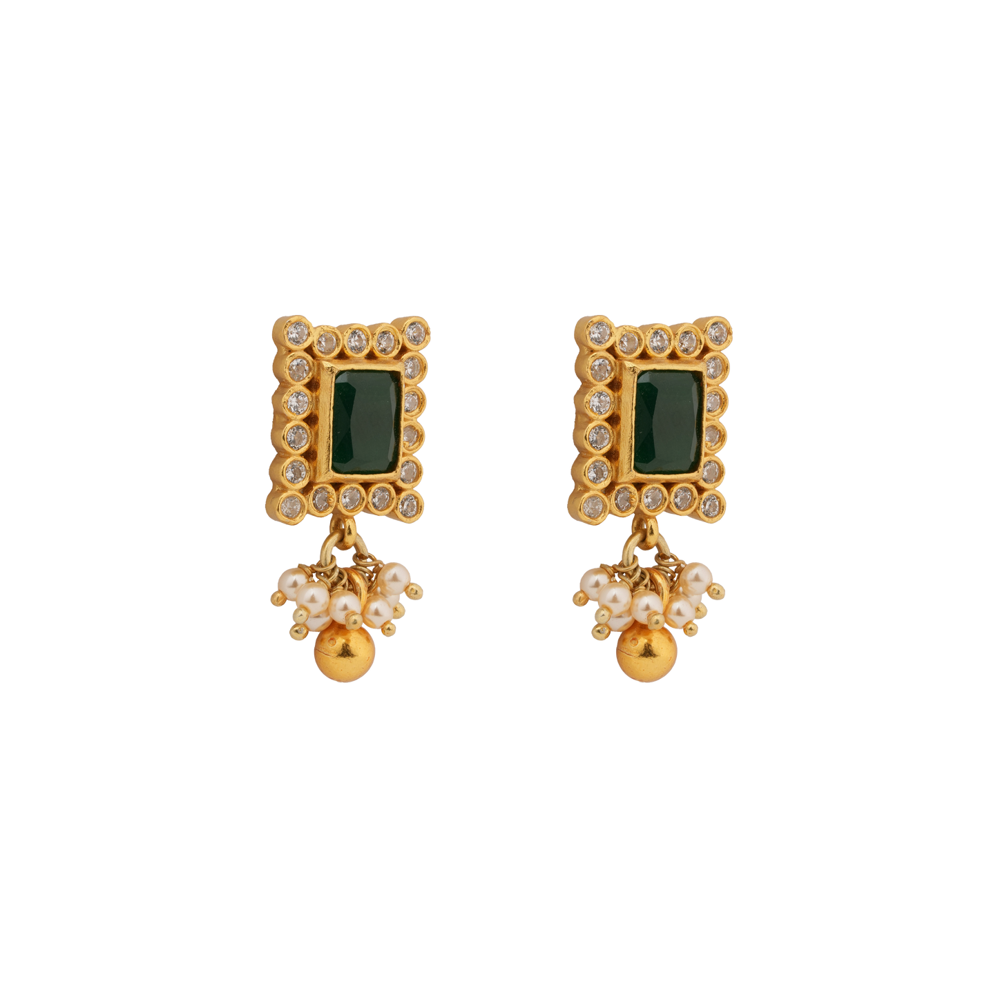 Emerald Gaze Rectangle Stud