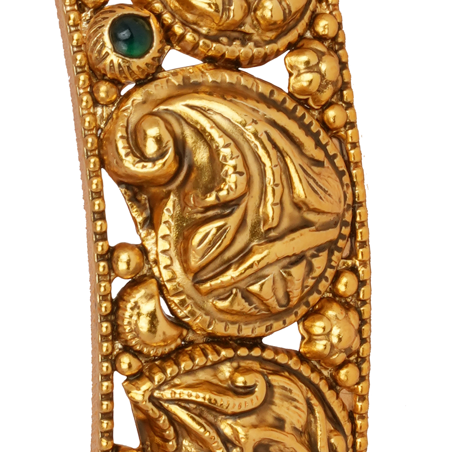 Antique Paisley Gold Bangle with Emerald Accents