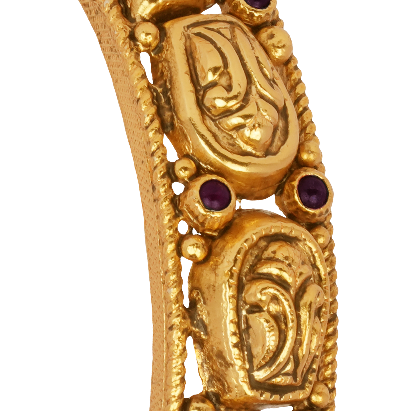 Heritage Paisley Gold Bangle with Ruby Accents