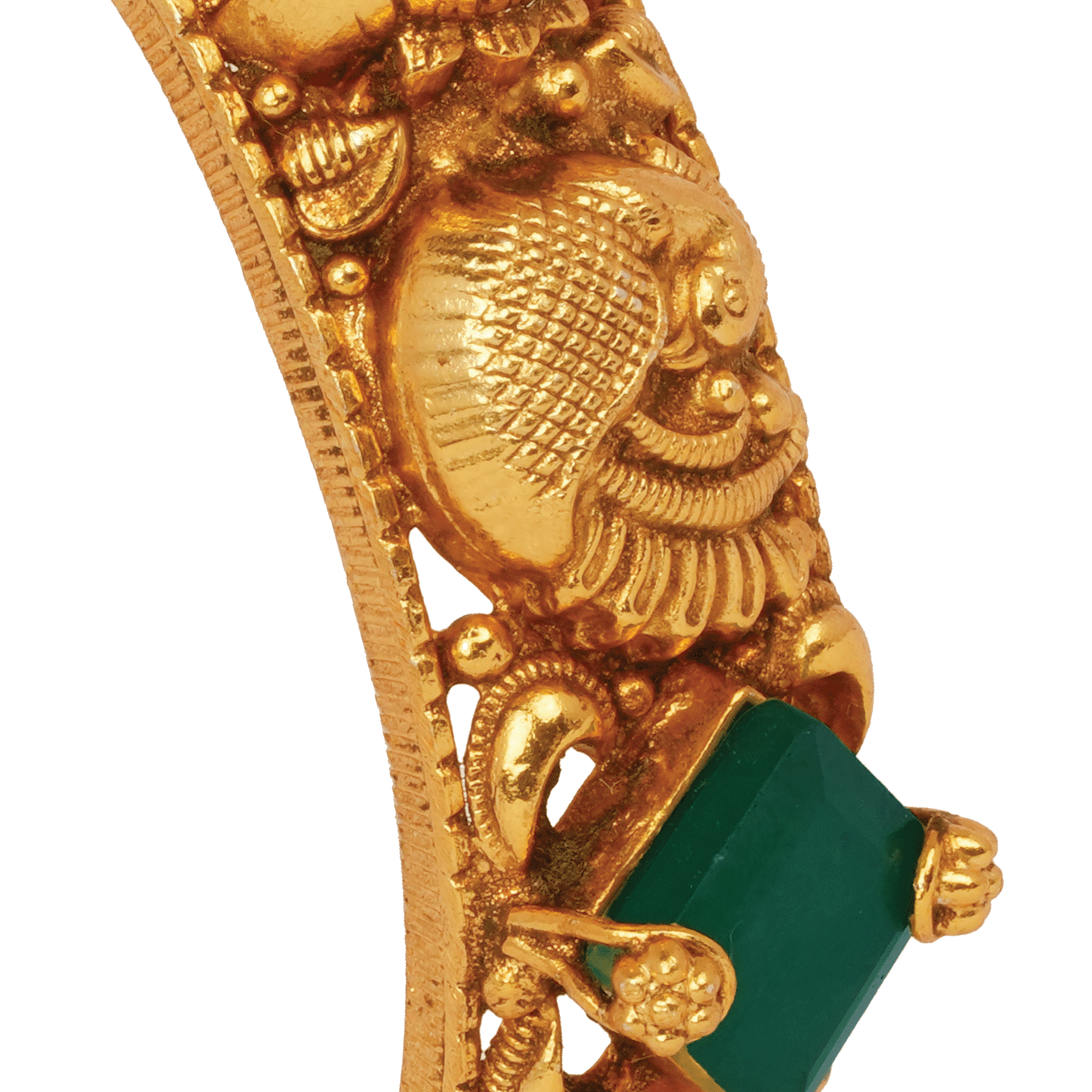 Celestial Peacock Gold Bangle with Emerald-Cut Gemstones