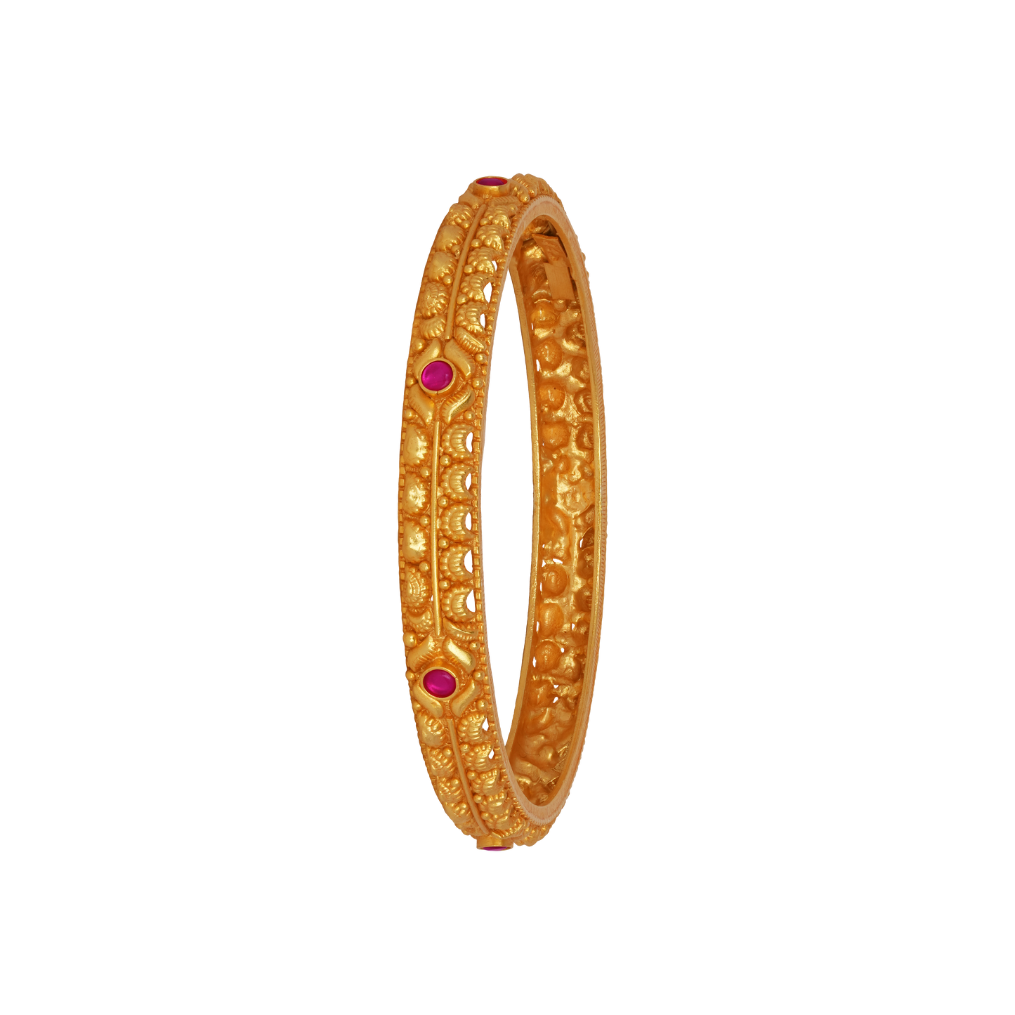 Classic Heritage Gold Bangle with Ruby Studs