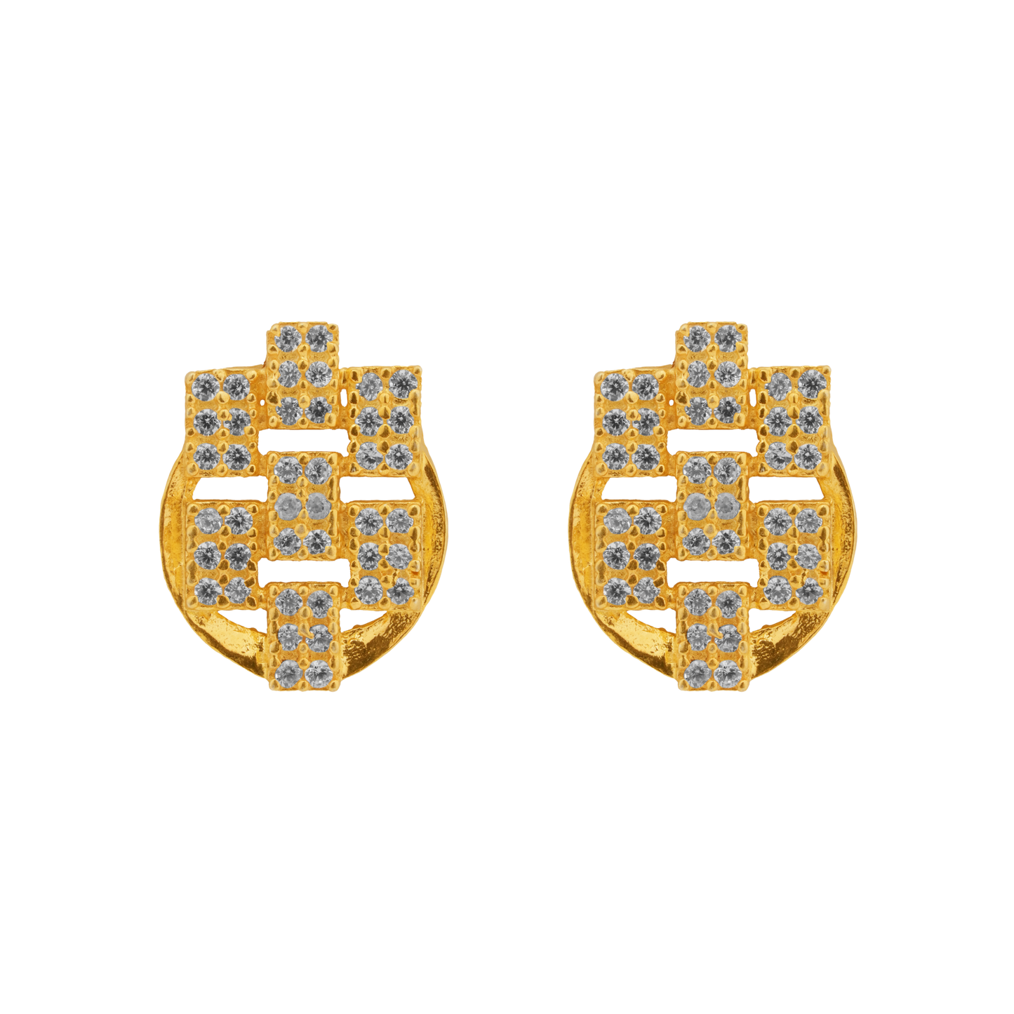 Art Deco Sparkle Studs in Antique Gold