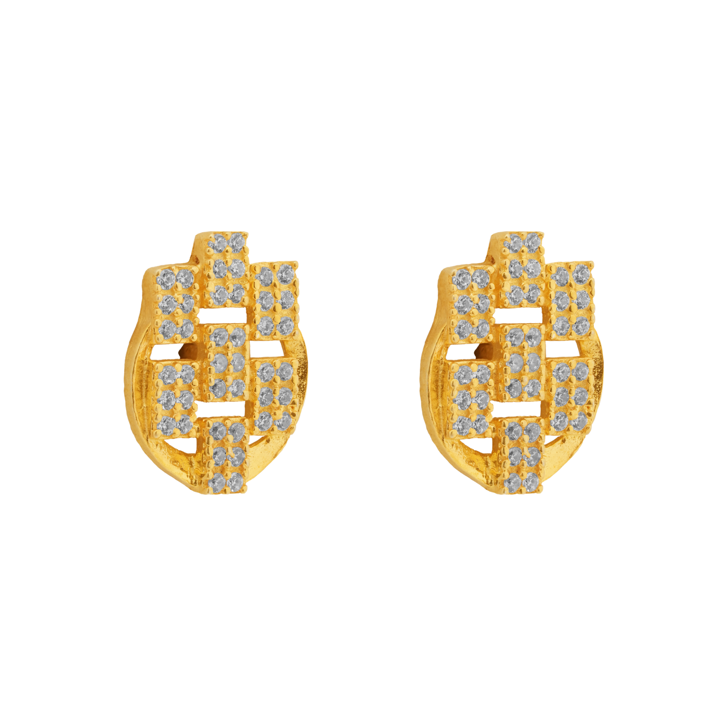 Art Deco Sparkle Studs in Antique Gold