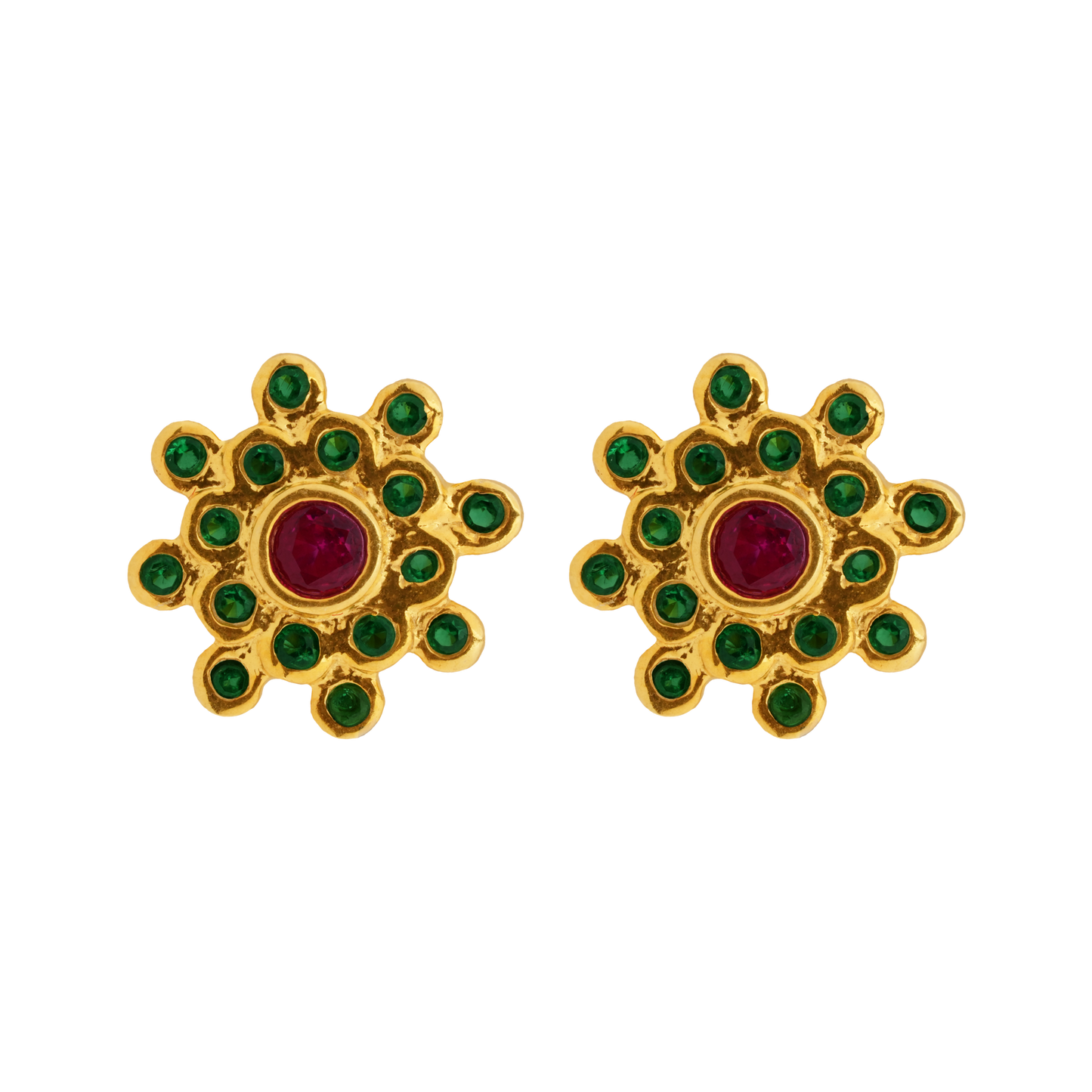 Ruby-Glow Floral Stud