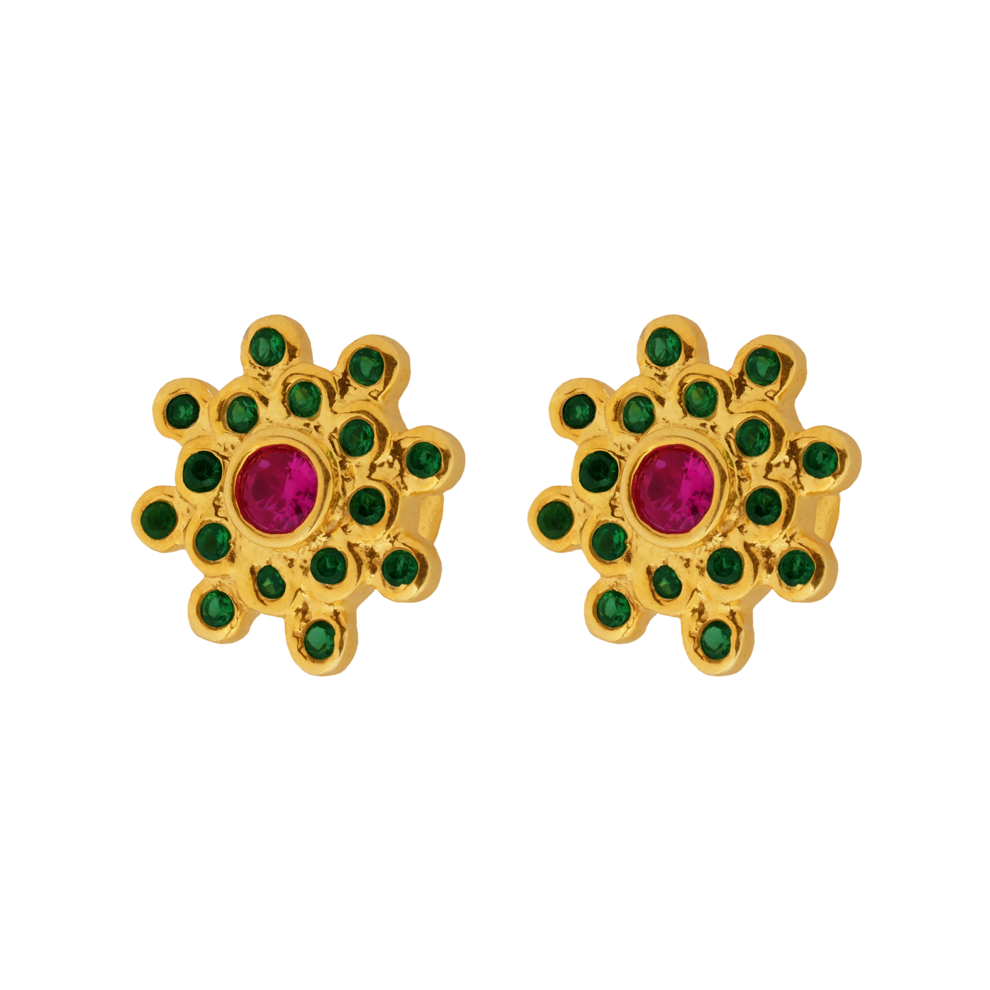 Ruby-Glow Floral Stud