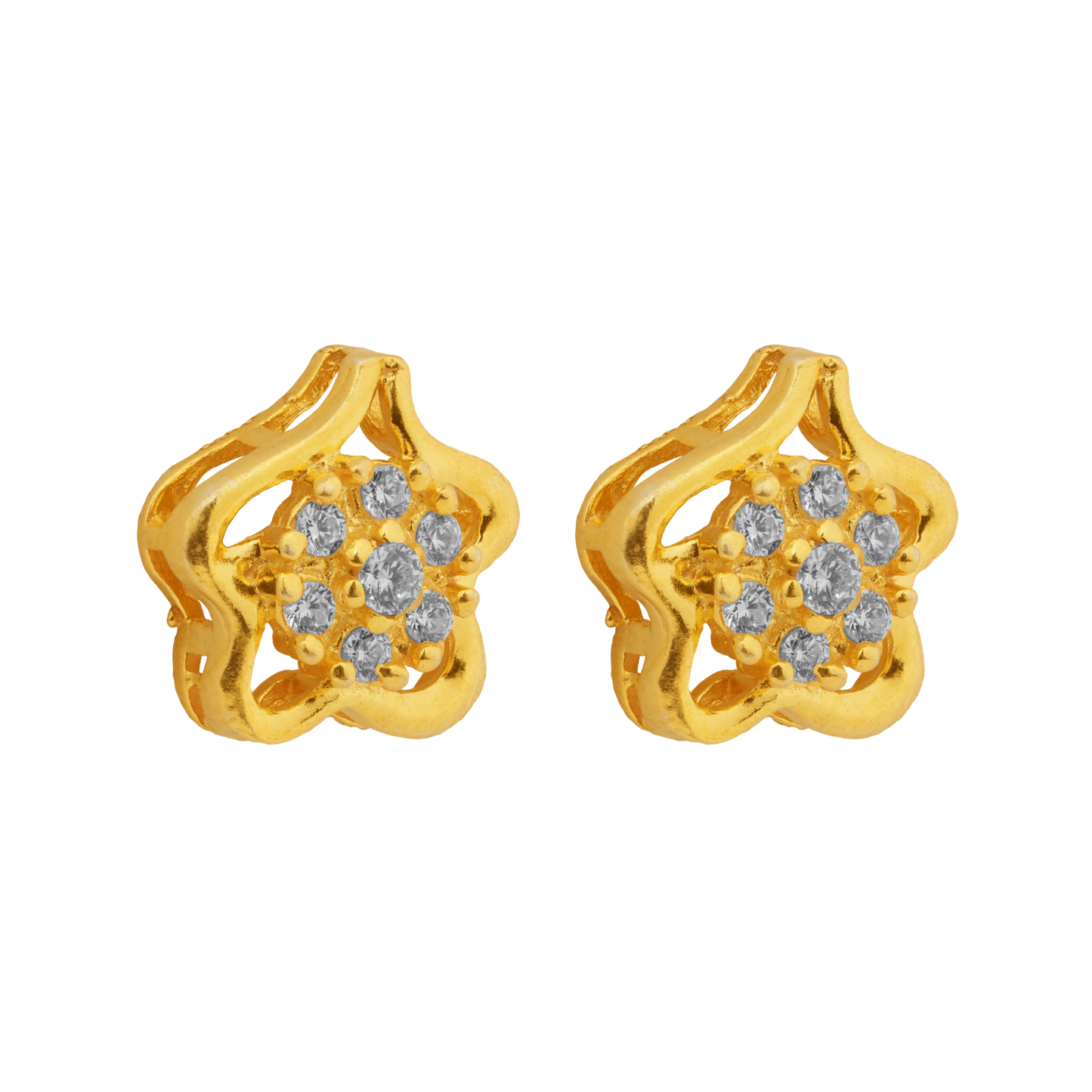 Floral Glimmer Studs in Antique Gold