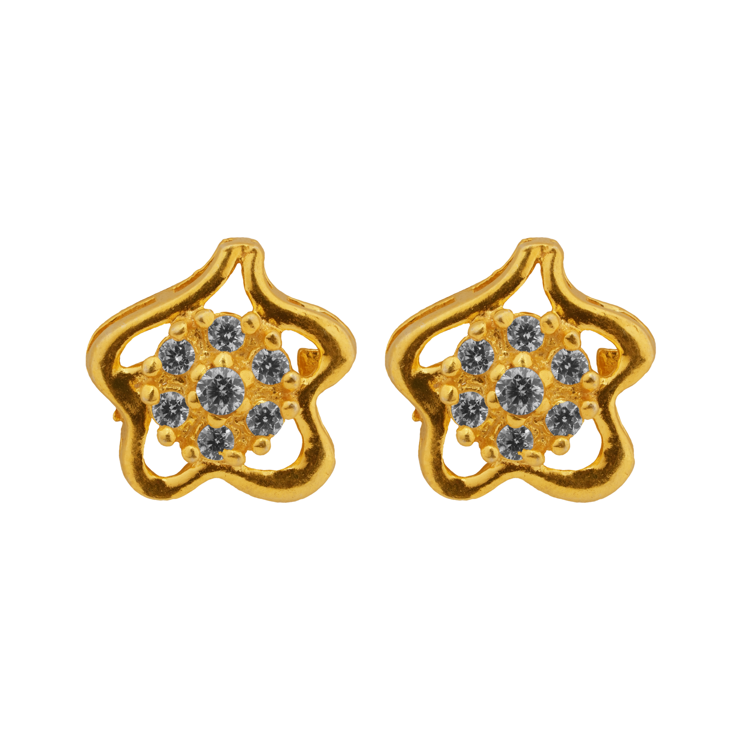 Floral Glimmer Studs in Antique Gold