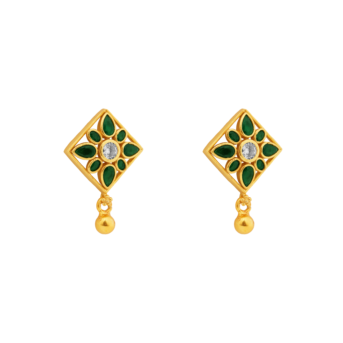 Emerald Blossom Kite Earrings