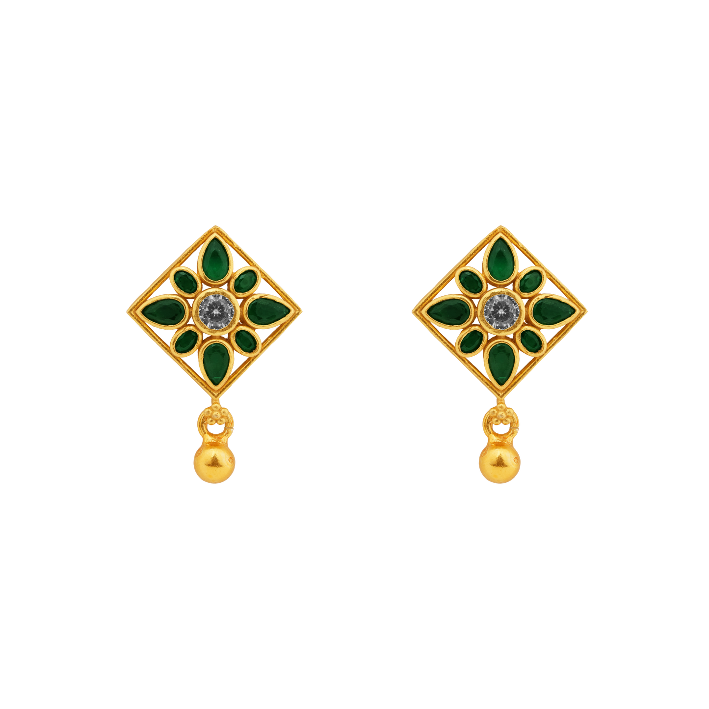 Emerald Blossom Kite Earrings