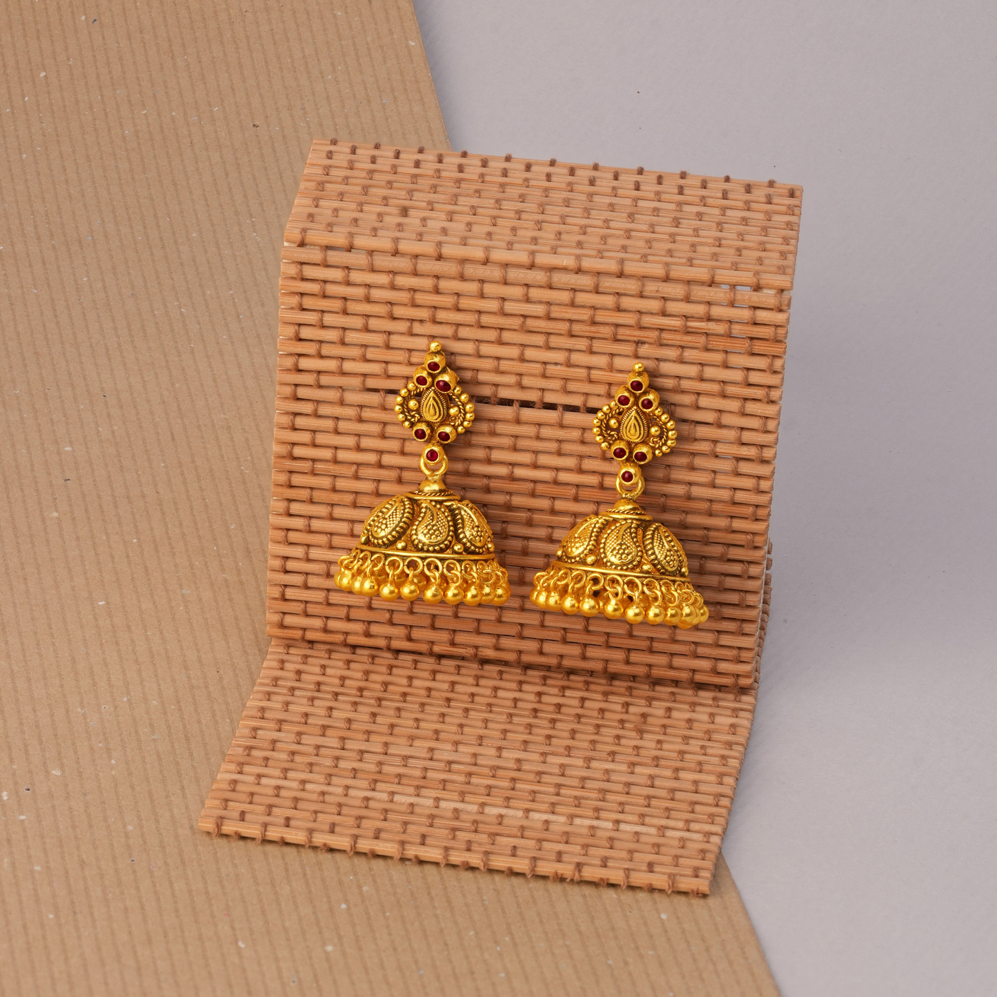 Victor Ruby Bloom Temple Jhumka