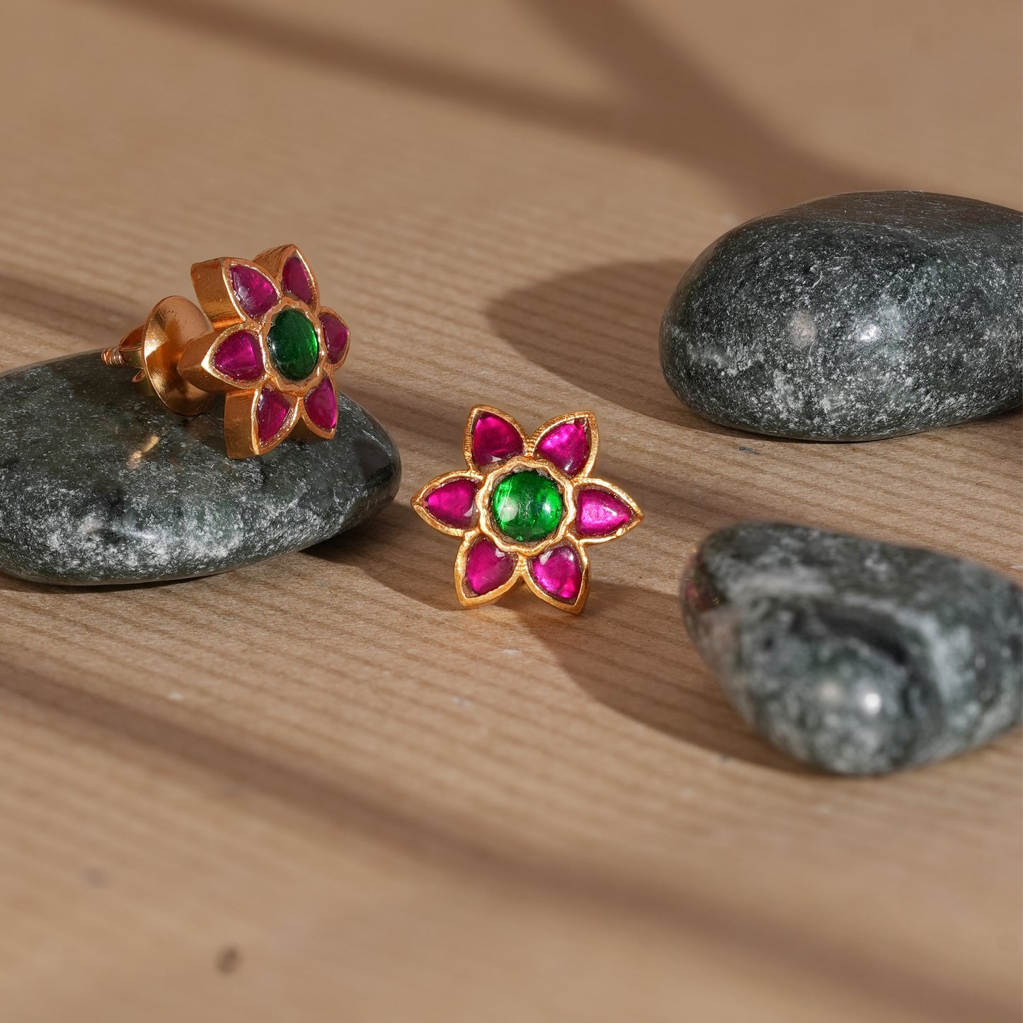 Padma Studs with Antique Gold Finish