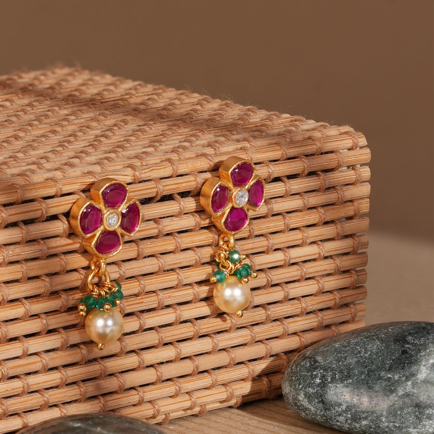 Ruby Bloom Drop Earrings