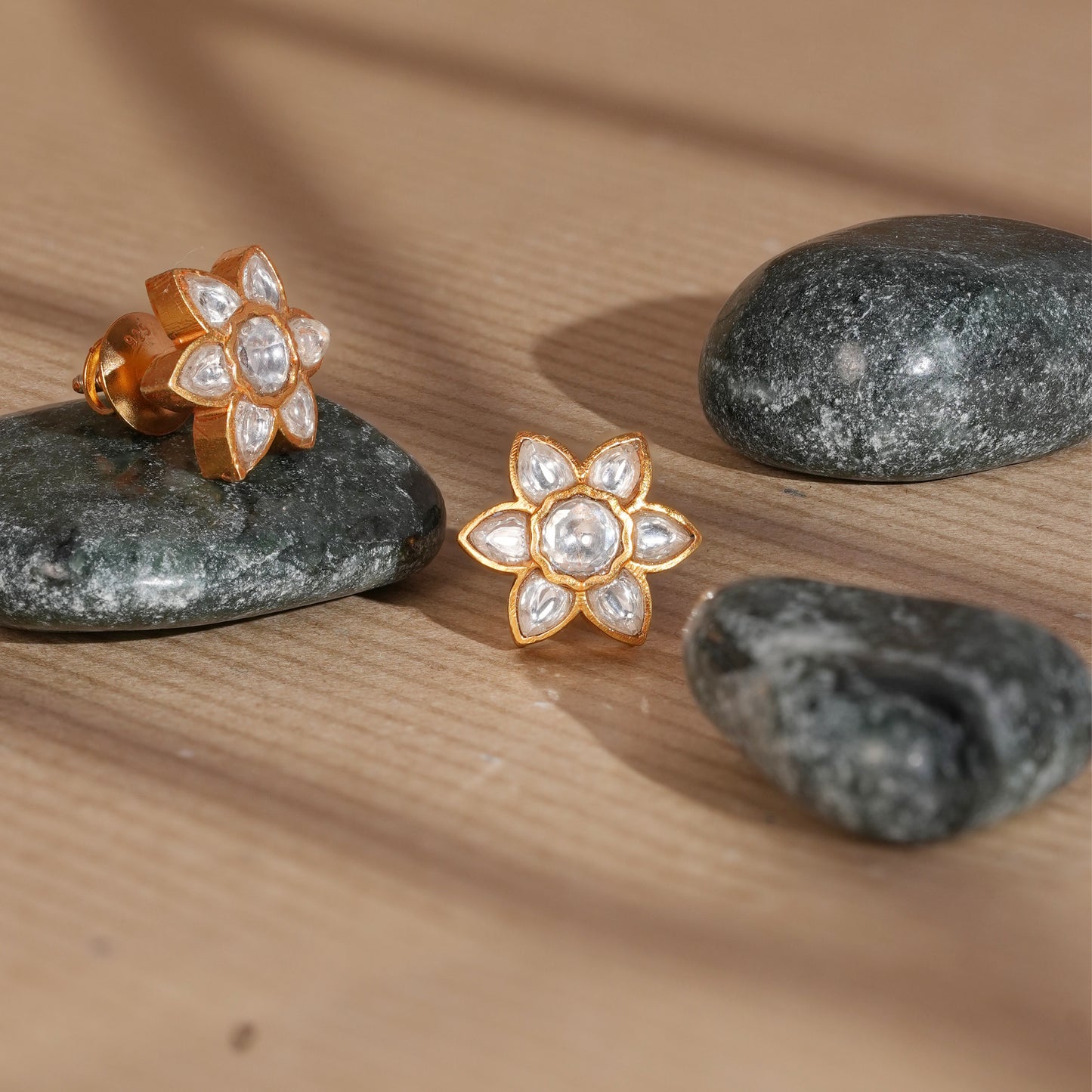 Nitya Kundan Lotus Studs