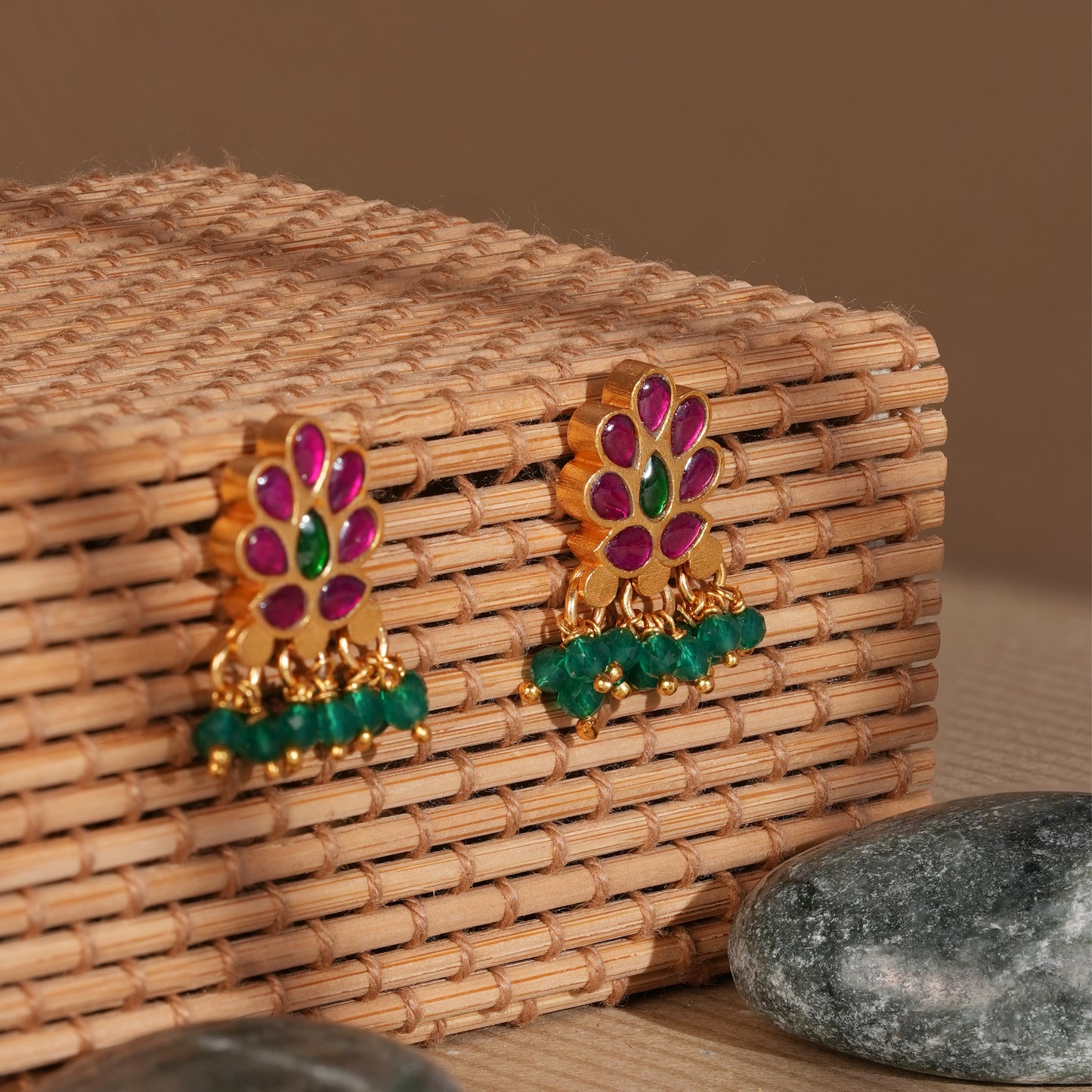 Peacock Plume Chand Studs