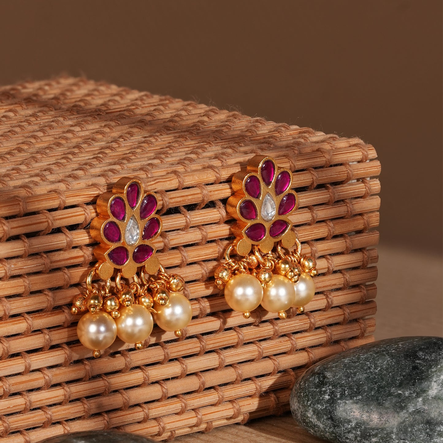 Peacock Plum Ruby Stud