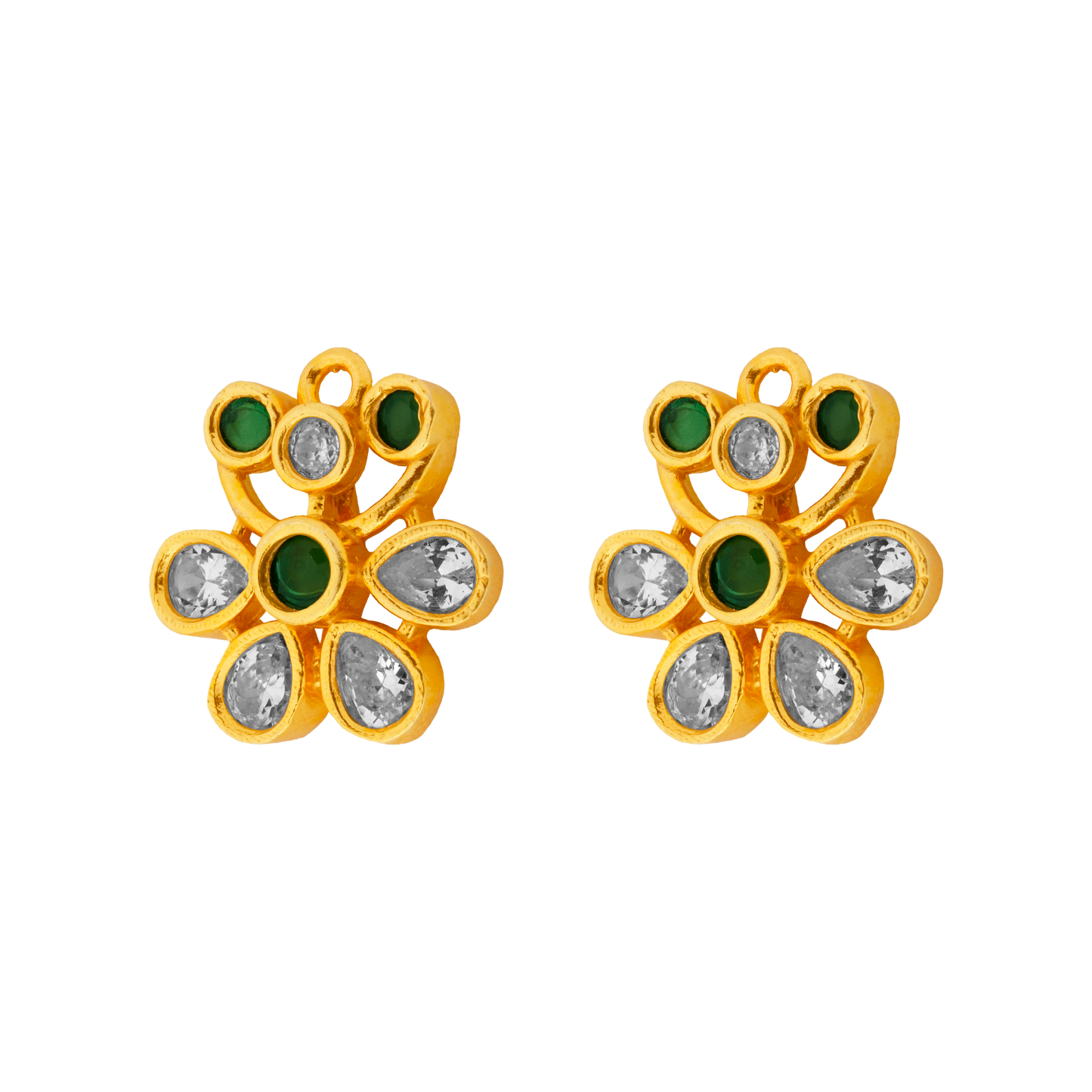 Emerald Radiance Floral Pendant in Antique Gold