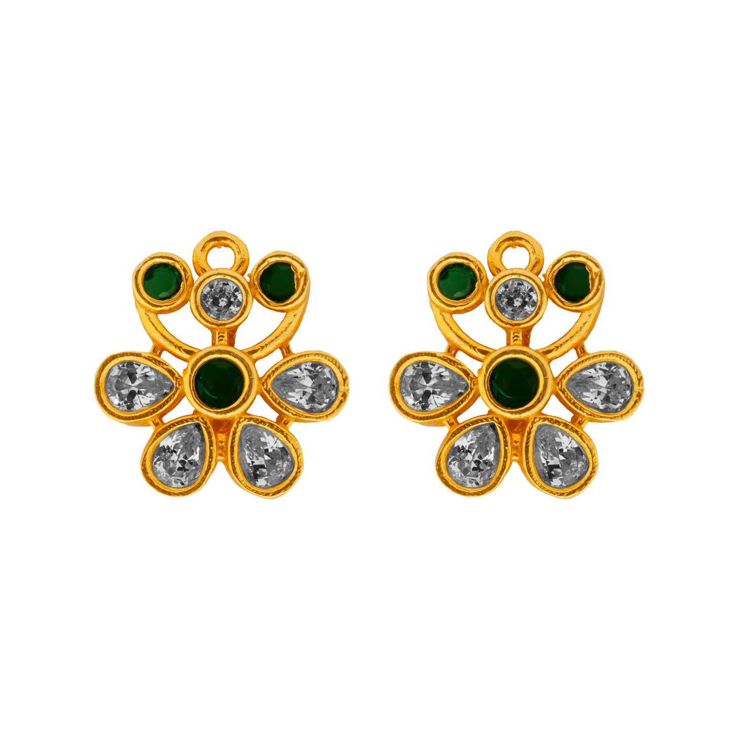 Emerald Radiance Floral Pendant in Antique Gold