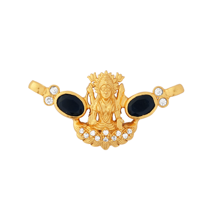 Regal Goddess Lakshmi Gold Pendant with Black Sapphire and Diamond Accents