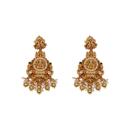 Divya Devi Temple Jewellery Set with Lakshmi Motif and Pearl Dangles