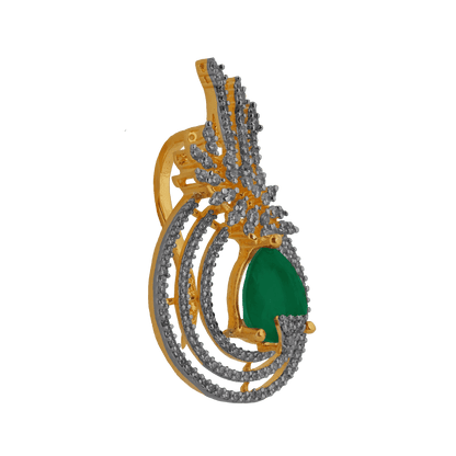 Flame-Inspired Tear drop green Emerald Pendant with Dazzling CZ Accents