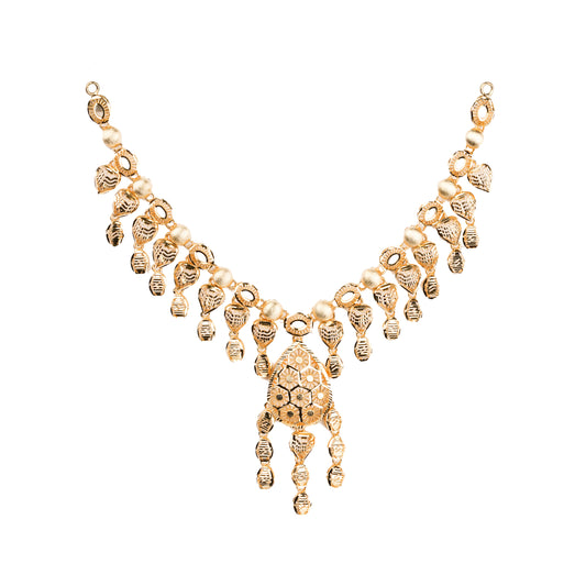 Temple Bloom Pendant Necklace in Antique Gold